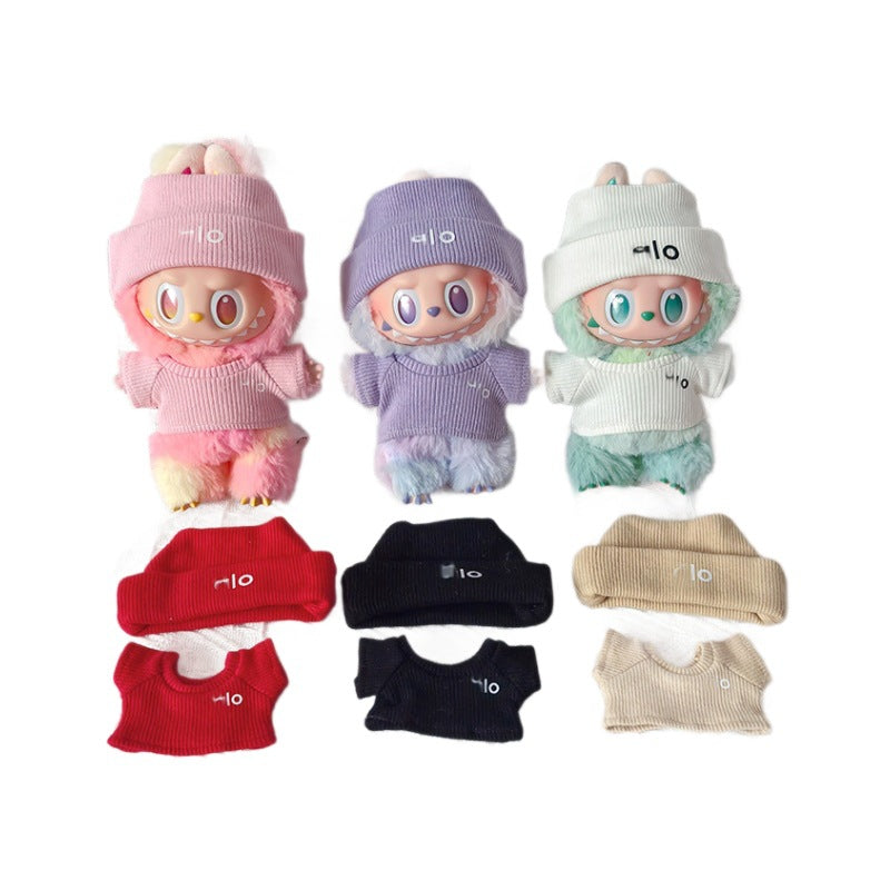 Baby Clothes Suitable for First, Second, and Third Generation 17cm Labubu Macaron Blind Box Sitting Party Logo Knitted Set 