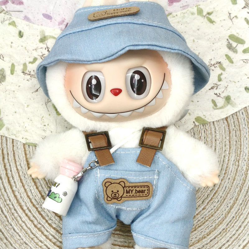 (only-clothes) Labubu Doll Clothes Vinyl Cloth Doll 17cm Cute Dress-Up Casual Outfit Skirt Plush Toy Clothes