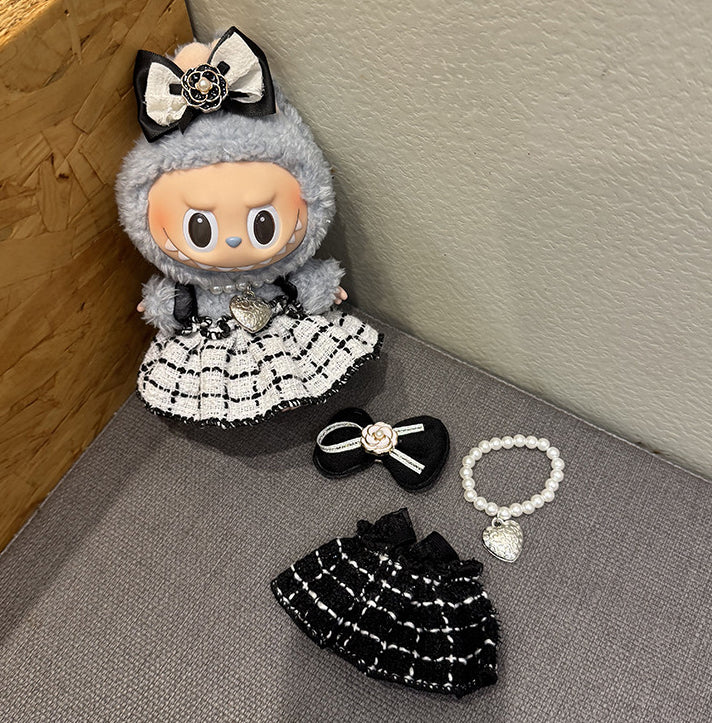 (only-clothes) Labubu Sitting Party Doll Clothes First and Second Generation Vinyl Doll Clothes 17cm Macaron Blind Box Labubu Doll Clothes