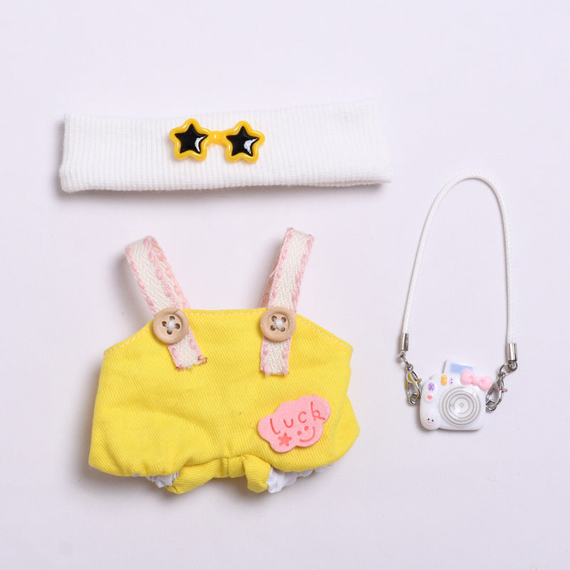 (only-clothes) First and Second Generation Labubu Pendant Luck Overalls Hat Set Labubu Dress-Up Doll Clothes