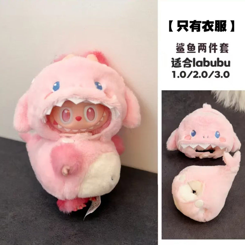 Labubu First Second Third Generation Cockroach Clothes Fried Shrimp Set 10cm Doll Clothes Outfit Labubu Doll Accessories 