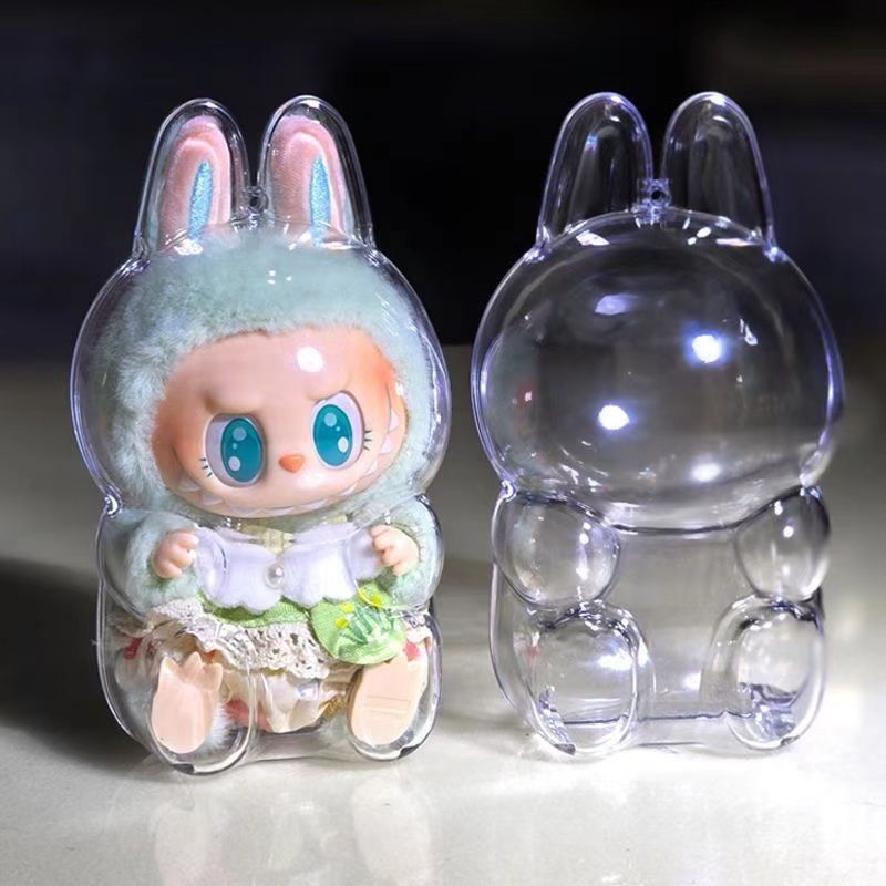 2nd Generation Labubu Sitting Party LABUBU Transparent Protective Case Doll Protective Cover Outfit Bubble Mart 