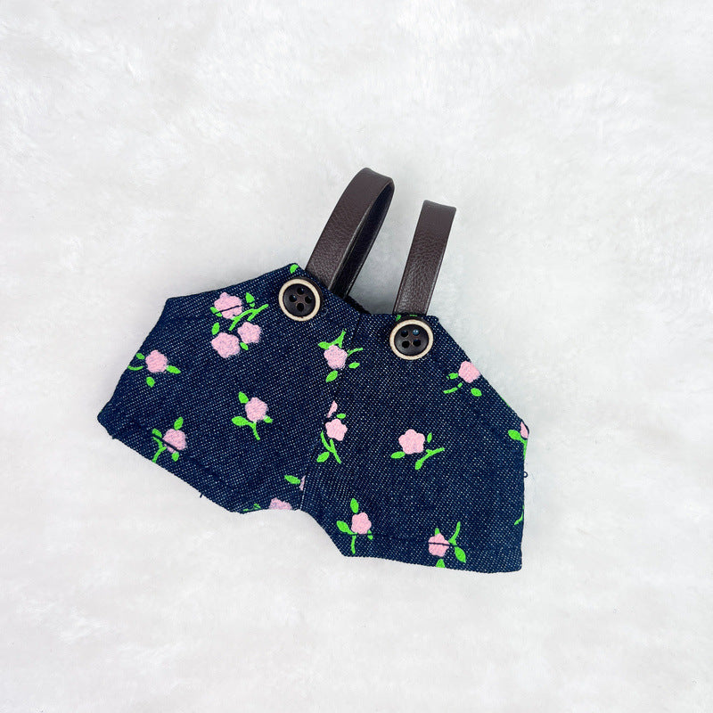 (only-clothes) Only Selling Clothes] 17cm Pendant Blind Box Labubu Doll Clothes Keychain Labubu Plush Doll Denim Clothes Cute