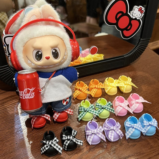 (only-clothes)[Only Boots] Labubu Vinyl Doll Accessories Labubu Dress-Up Party Bowknot Boots