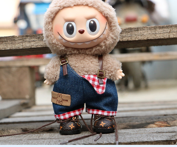 (only-clothes) Labubu Wearable Doll Clothes Replacement for 17cm Doll Cute Dress-Up Casual Outfit Overalls Clothes