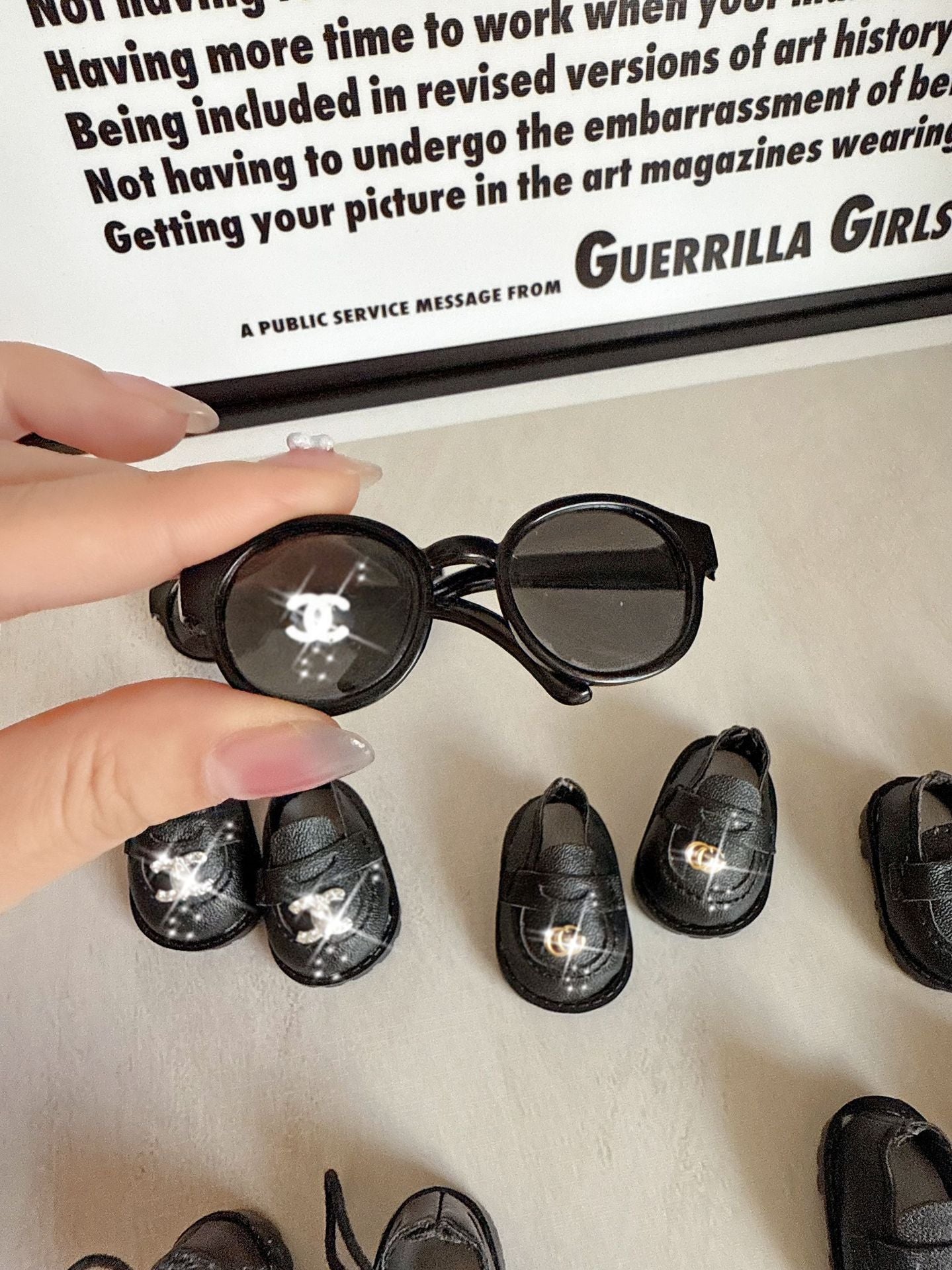 (only-clothes) Labubu Shoes 3.8CM Finger Shoes 10CM Cotton Doll Uniform Student Shoes Lace-up Shoes Trendy Brand Glasses