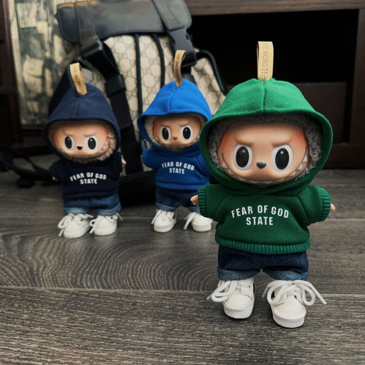(only-clothes) Only Clothes] First Second Third Generation Keychain Labubu Clothes Pendant Labubu Doll Clothes Printed Sweatshirt Set