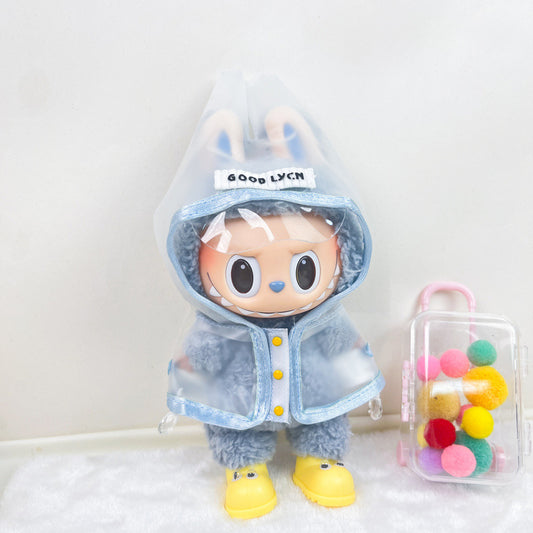 (only-clothes) Labubu Baby Clothes Accessories Labubu Clothing Replacement Sitting Party Cute Cool Handsome Raincoat Set