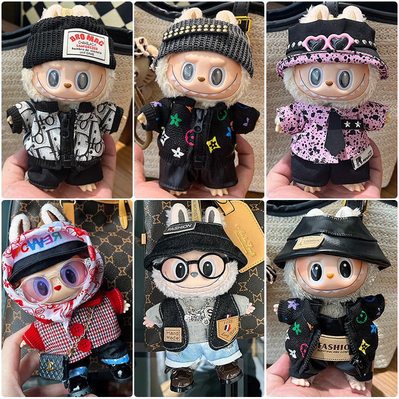 (only-clothes) Clothes Only Suitable for 17cm Labubu Doll Clothes First and Second Generation Labubu Blind Box Pendant Clothes Dress-Up Set