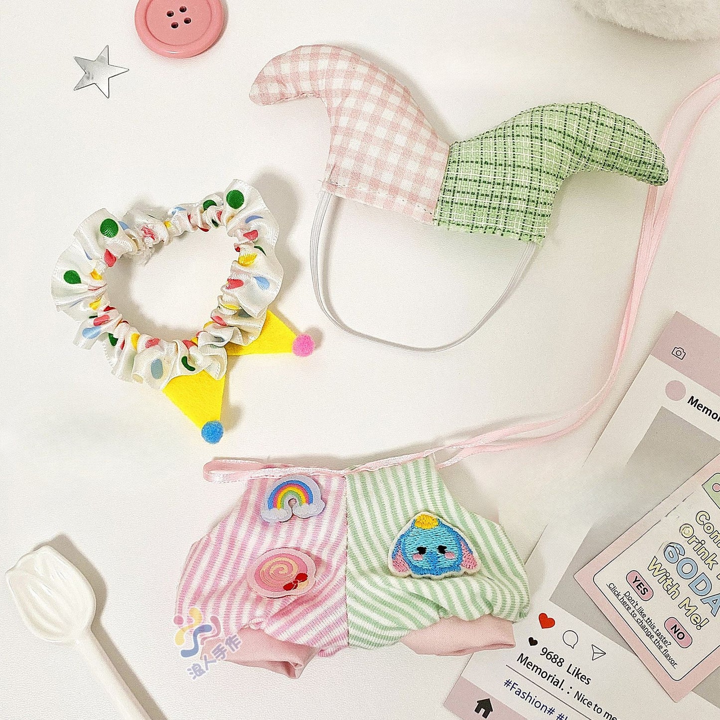 (Only-Clothes) Labubu Doll Clothes Automobiles Curtain Cloth Clothes Three Generations Wear Circus Clown Fashion Big Brand Cute Cartoon National Style