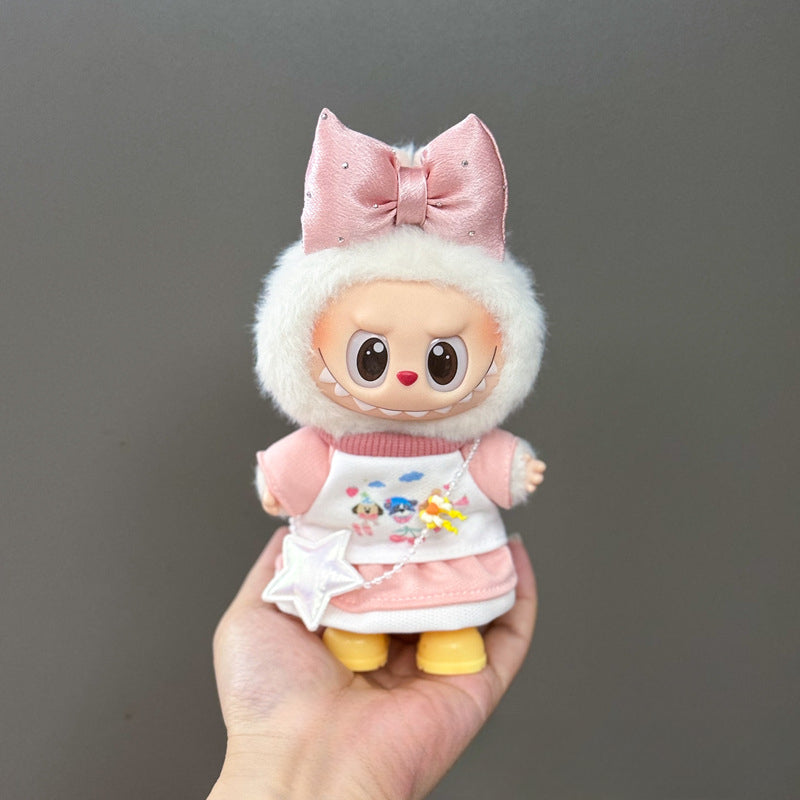 (only-clothes) Suitable for Labubu Doll Clothes 123 Generation Labubu Clothes 17cm Pendant Plush Doll Outfit Dress
