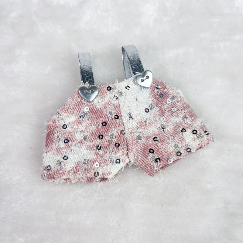 (only-clothes) Only Selling Clothes] 17cm Pendant Blind Box Labubu Doll Clothes Keychain Labubu Plush Doll Denim Clothes Cute