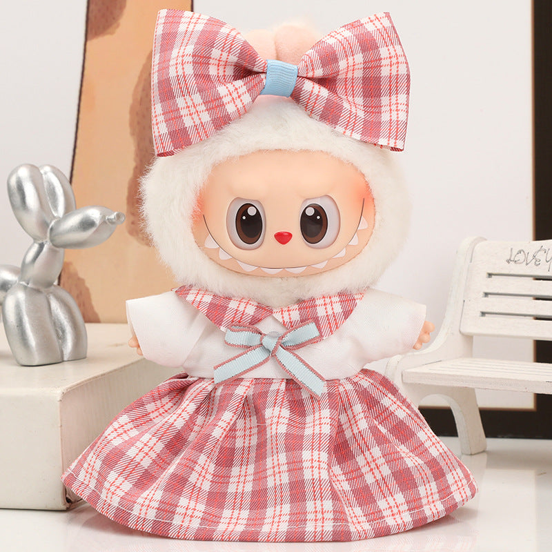 17cm Labubu First Second Third Generation Sitting Party Dress Set Doll Clothes Cute