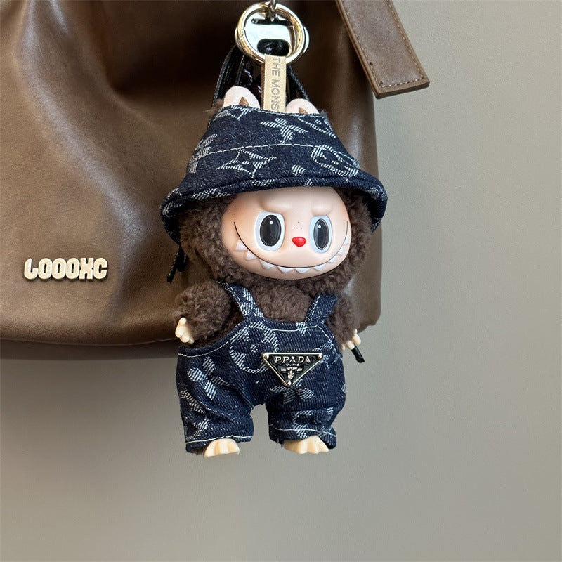 (only-clothes)17cm Labubu Doll Clothes First and Third Generation Wearable Black Inverted Triangle Labubu Dress-Up Wholesale Cross-Border Dropshipping