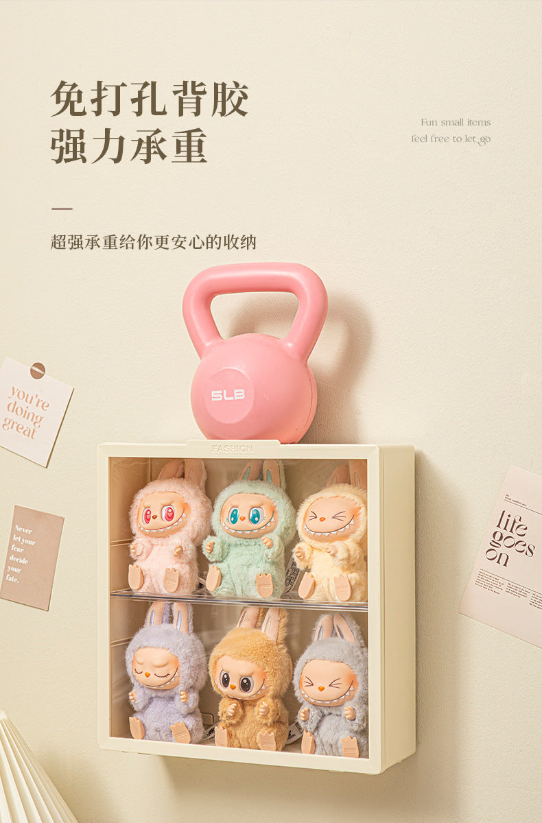 Labubu Display Box Wall-Mounted Labubu Vinyl Doll Storage Box Cotton Doll Plush Toy Transparent Doll Cabinet 
