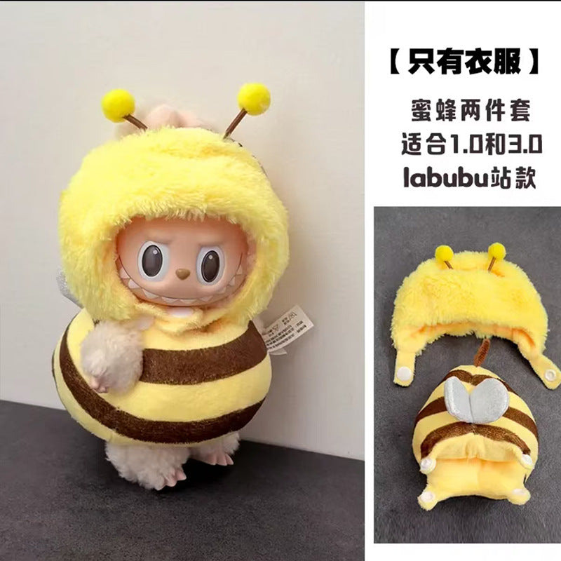 Labubu First Second Third Generation Cockroach Clothes Fried Shrimp Set 10cm Doll Clothes Outfit Labubu Doll Accessories 
