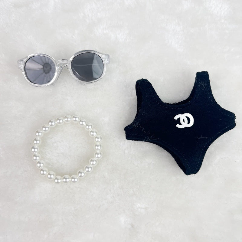 (only-clothes) Labubu Baby Clothes Accessories Little Chanel Style Swimsuit Set Vinyl Blind Box First Second Third Generation Labubu Clothes Replacement