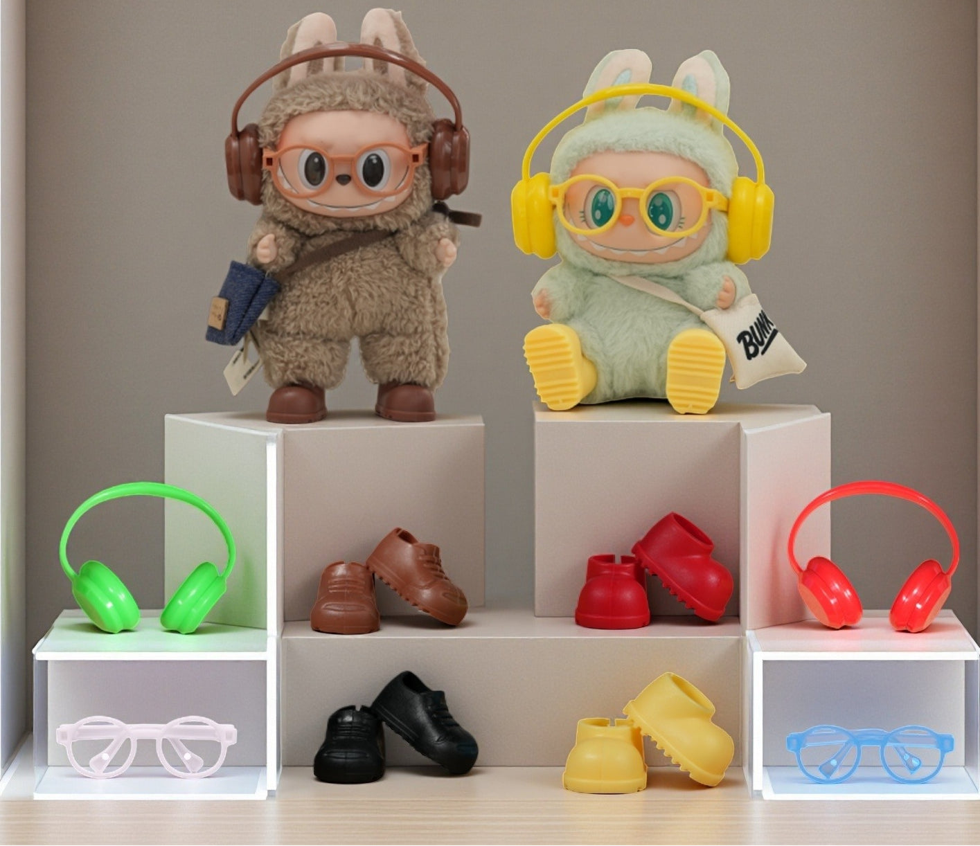 (only-clothes)labubu17cm Labubu Dress-Up Headphones Glasses Shoes Boots Accessories First and Second Generation Accessories Vinyl Doll Wholesale