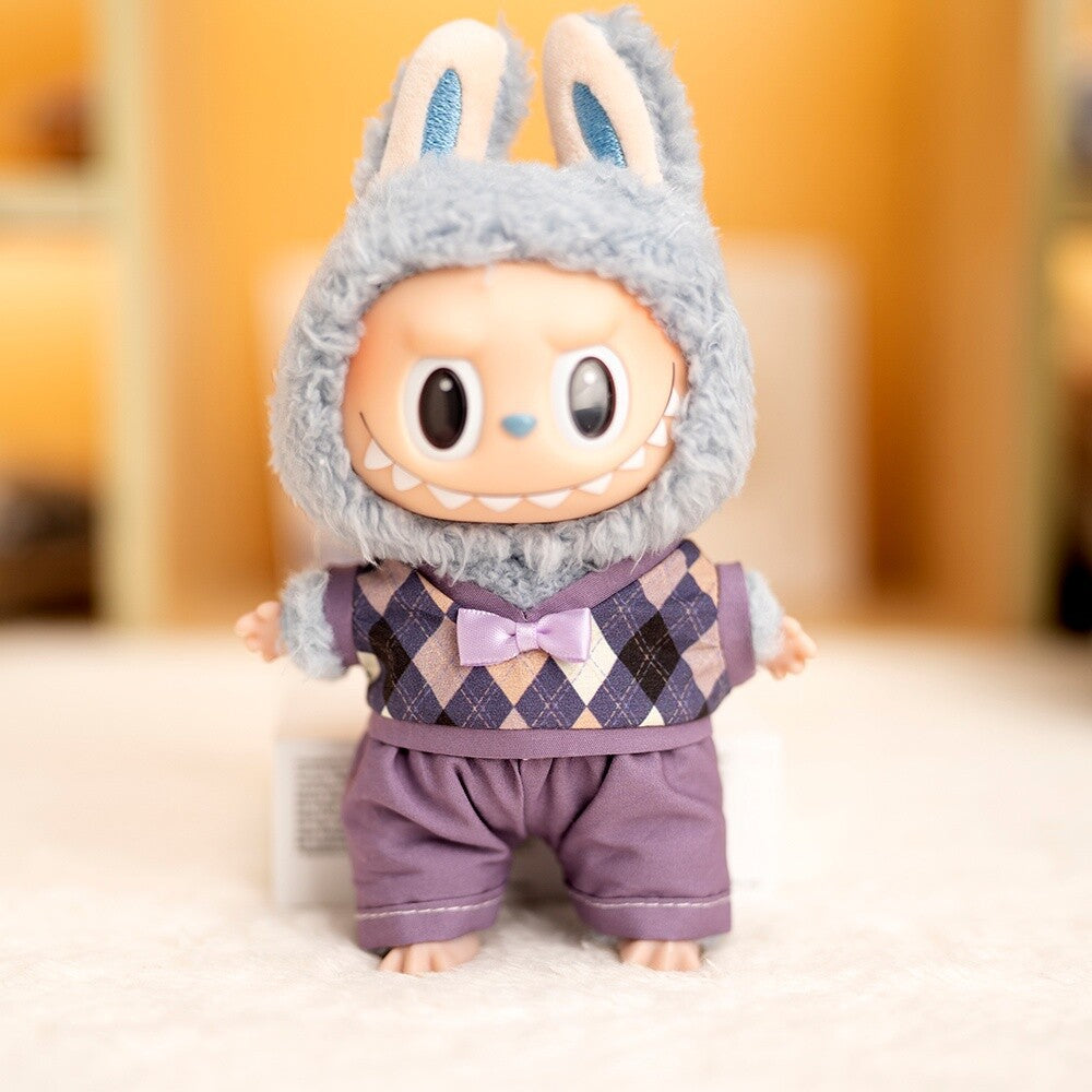 (only-clothes) Labubu Doll Clothes 17cm Labubu Clothes Blind Box Doll Dress Up Set Cute Dress Up British Style Set