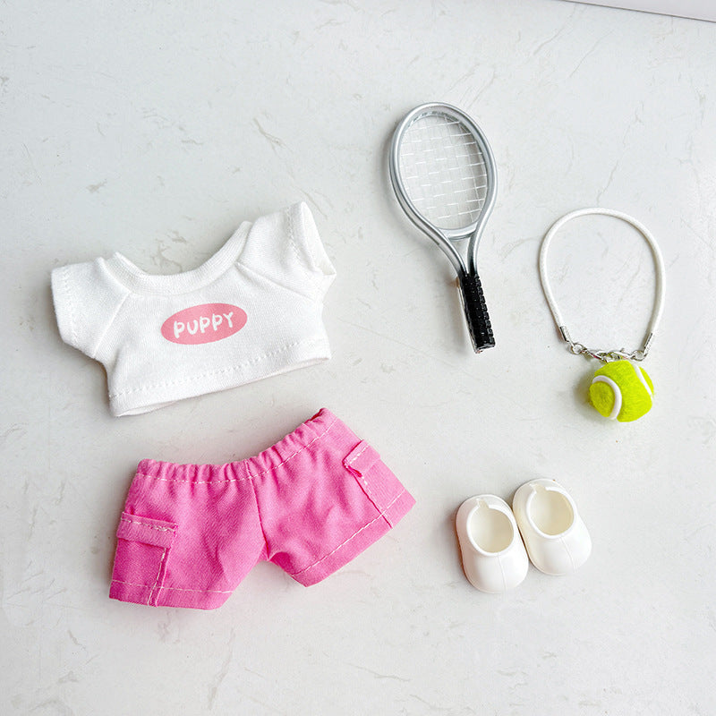 (Only-Clothes) Labubu Doll Clothes Sports Series Three Generations Clothes Suit Tennis Sportswear Cute Automobiles Curtain Soft Toy Accessories