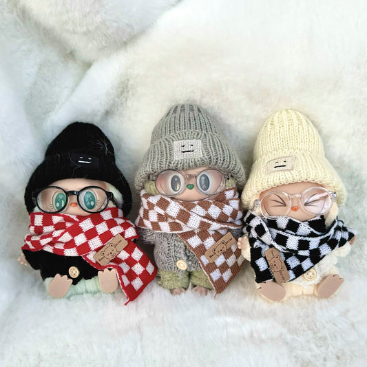 (only-clothes) First and Second Generation Keychain Labubu Clothing Pendant Labubu Hat Sitting Party Sweater Warm Winter Set Scarf