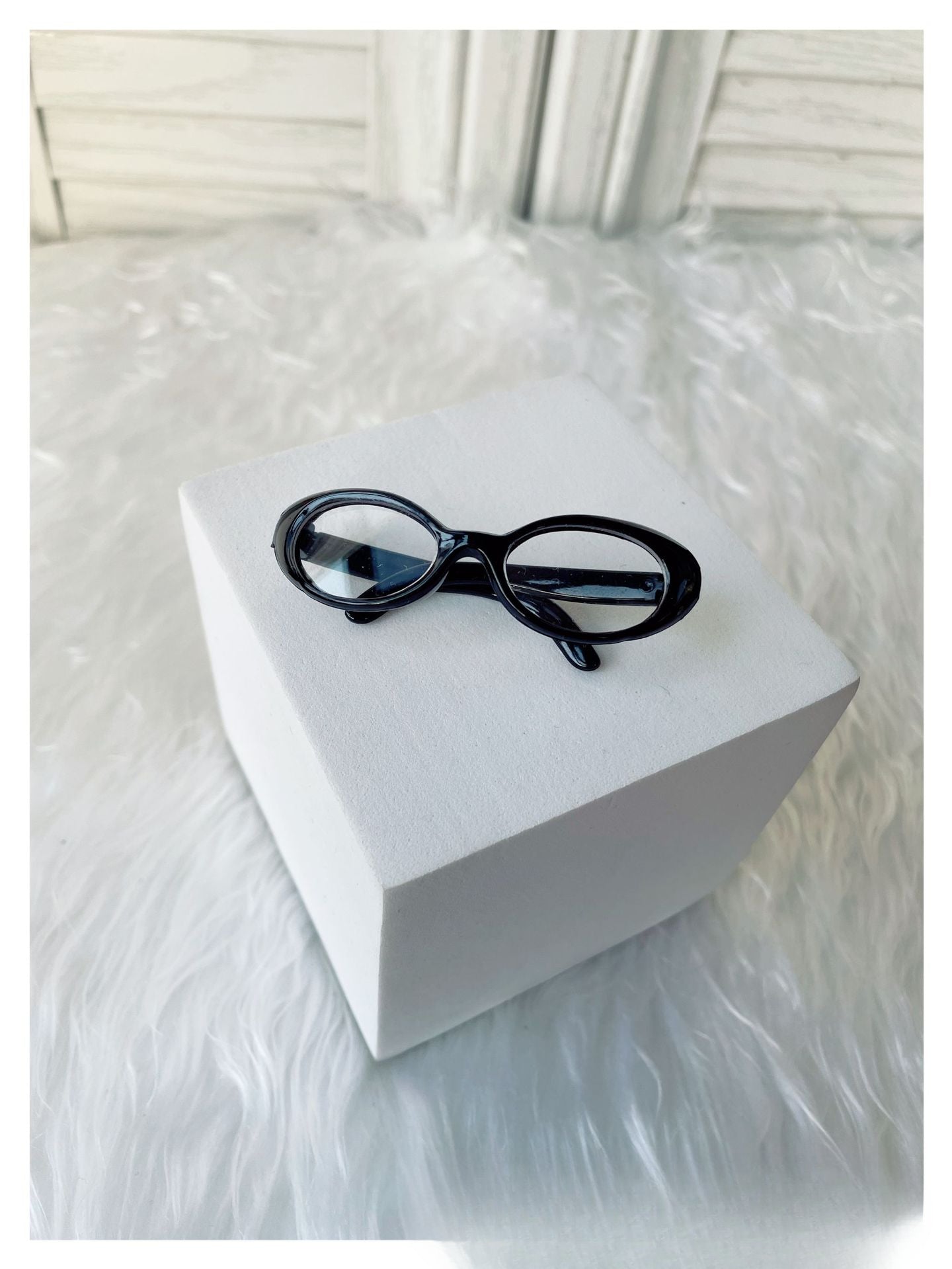 (only-clothes) 6.5cm Small Glasses Labubu Glasses Sunglasses Self-Deprecating Bear Glasses Small Cotton Doll Glasses