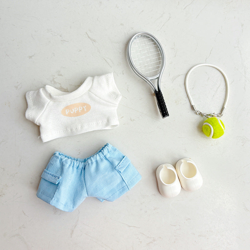 (Only-Clothes) Labubu Doll Clothes Sports Series Three Generations Clothes Suit Tennis Sportswear Cute Automobiles Curtain Soft Toy Accessories