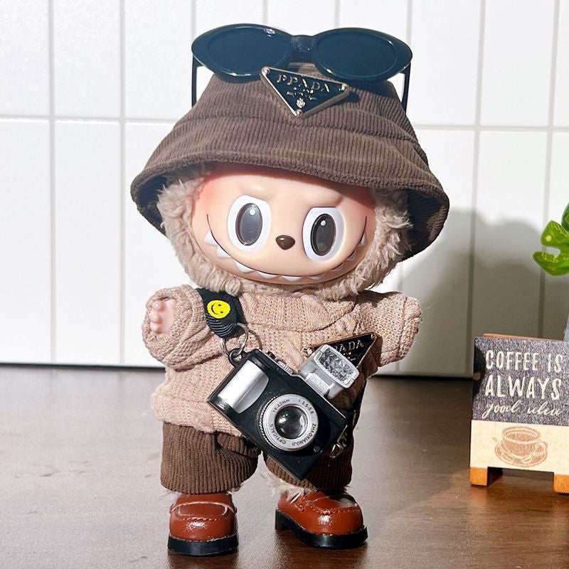 (only-clothes) Labubu Doll Clothes First and Second Generation Doll Tops Fisherman Hat Set Cool Doll Clothes Shoes Sitting Party