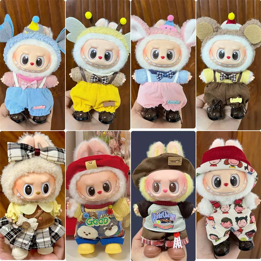 (only-clothes) Only Selling Clothes] First and Second Generation Keychain Labubu Clothes Pendant Labubu Doll Clothes Sunshine Little Craftsman Strap