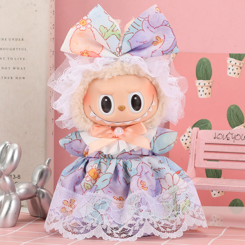 17cm Labubu First Second Third Generation Sitting Party Dress Set Doll Clothes Cute
