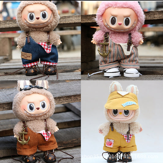 In Stock 17cm Labubu Overalls Labubu Doll Clothes Replacement 10cm Doll Clothes Wholesale