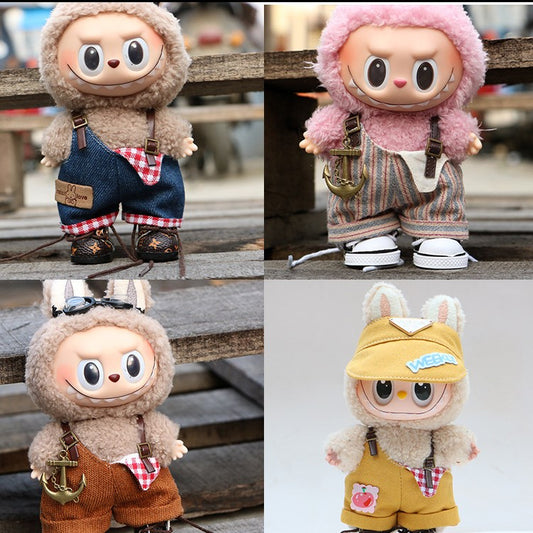 In Stock 17cm Labubu Overalls Labubu Doll Clothes Replacement 10cm Doll Clothes Wholesale
