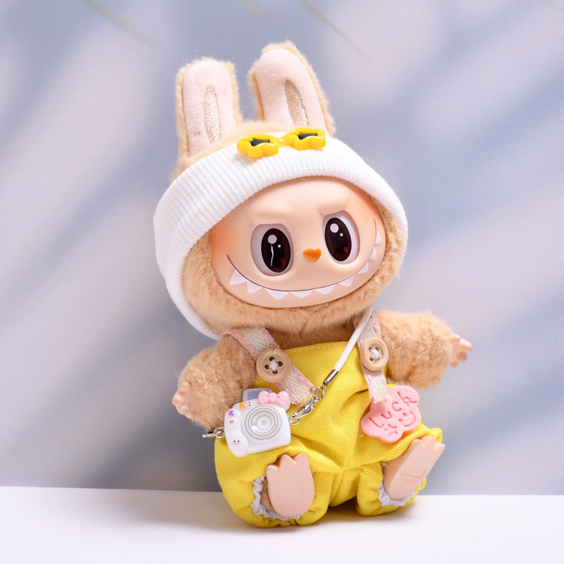 (only-clothes) First and Second Generation Labubu Pendant Luck Overalls Hat Set Labubu Dress-Up Doll Clothes