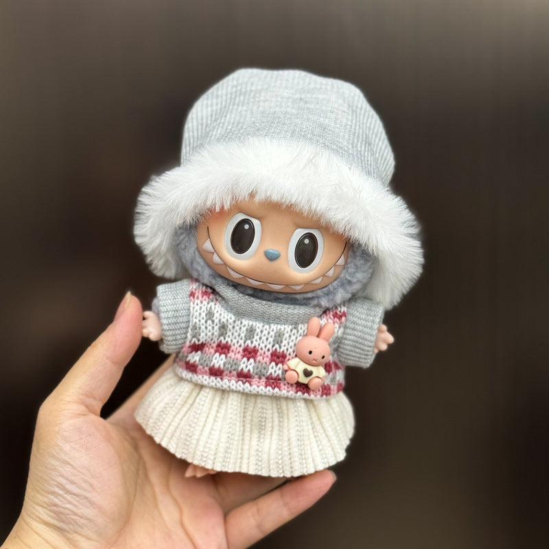 (Only-Clothes) Labubu Baby Clothes 17cm Automobiles Curtain Cloth Blind Box Pendant Generation One Or Two Vinyl Plush Doll for Suit