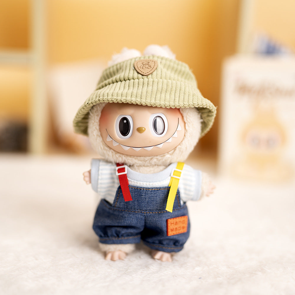 Labubu Plush Doll Clothes T-Shirt with Denim Overalls Labubu Plush Toy Doll Accessories Clothes