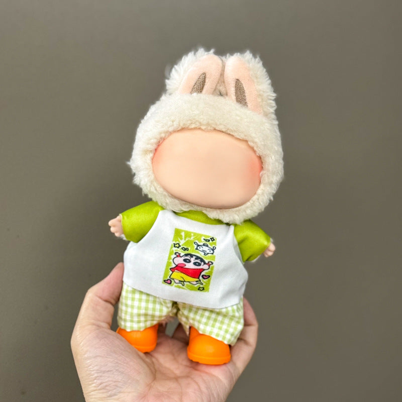 (Only-Clothes) Clothes Only Suitable for Generation Second Generation and Third Generation Pull Clothes 17cm Blind Box Pendant Trendy Vinyl Doll Cloth Ragdoll