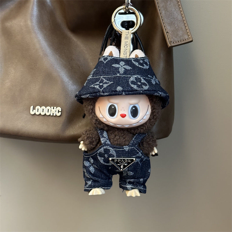 (only-clothes)17cm Labubu Doll Clothes First and Third Generation Wearable Black Inverted Triangle Labubu Dress-Up Wholesale Cross-Border Dropshipping