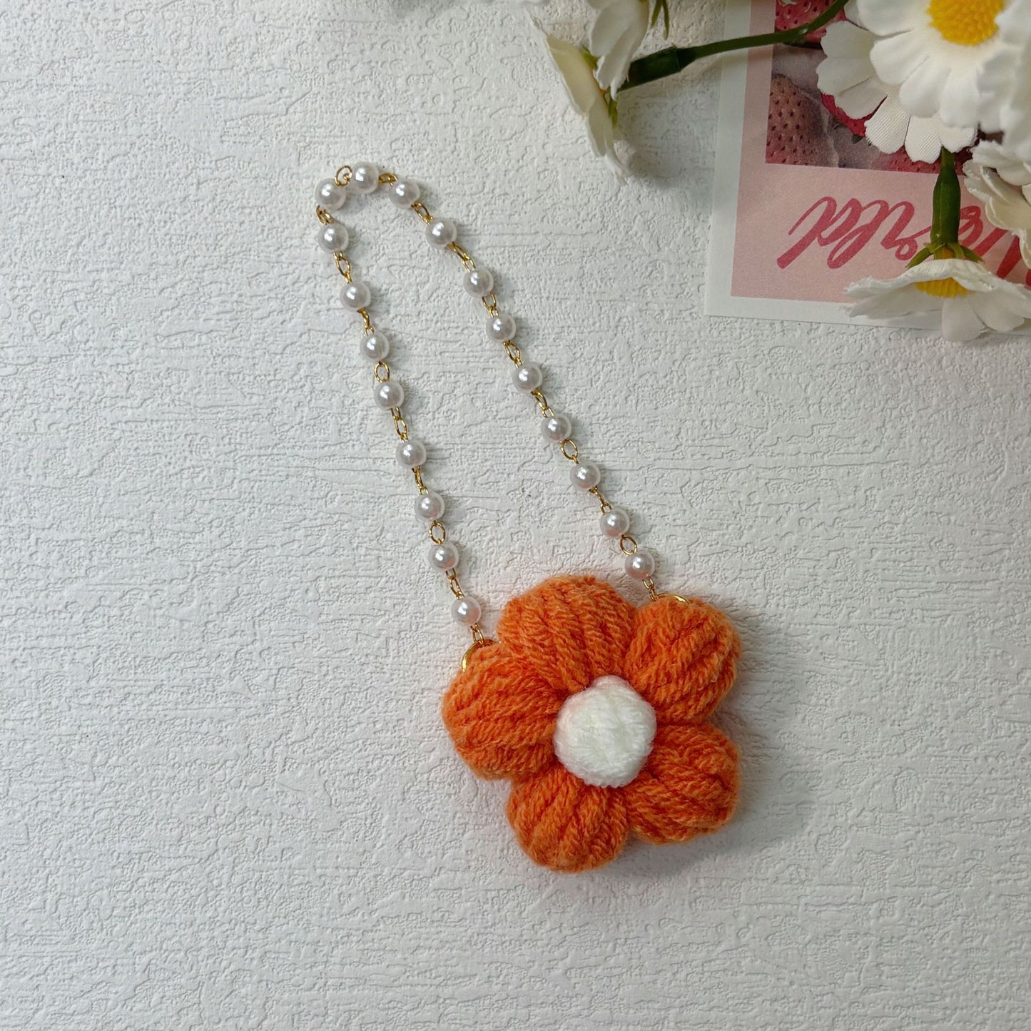 (only-clothes) New Handmade Crochet Bubble Mart Flower Crossbody Bag Labubu Doll Cute Plush Toy Accessories Clearance