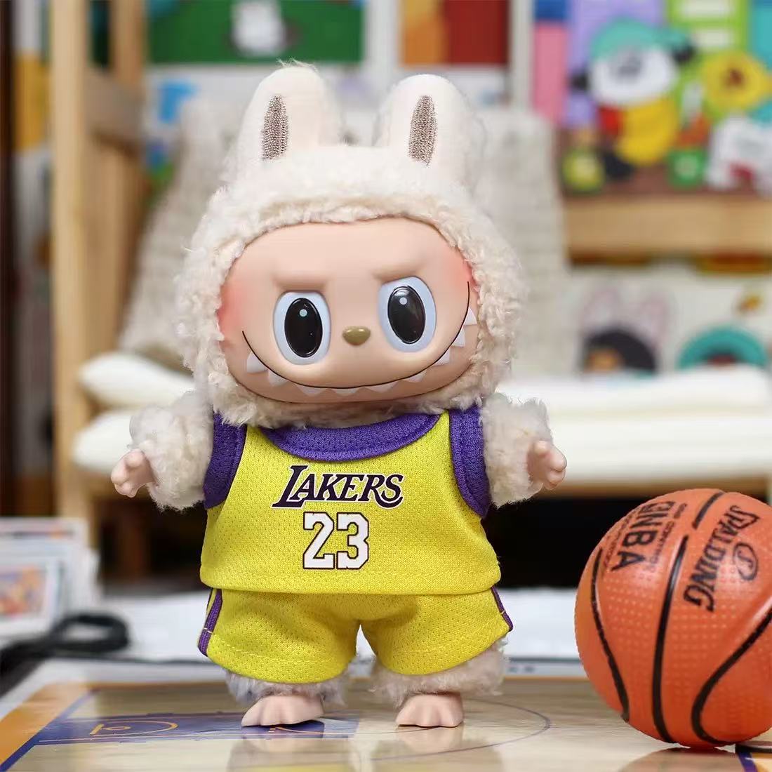 (Only-Clothes) Clothes Only] 17cm Automobiles Curtain Cloth Labubu Doll Clothes Cotton Doll Clothes Basketball Wear Little Doll Doll Clothes Replacement