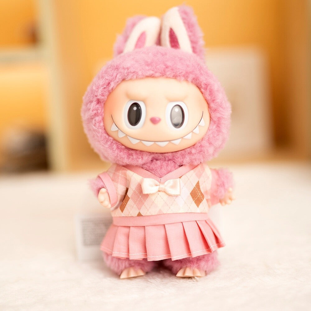 (only-clothes) Labubu Doll Clothes 17cm Labubu Clothes Blind Box Doll Dress Up Set Cute Dress Up British Style Set
