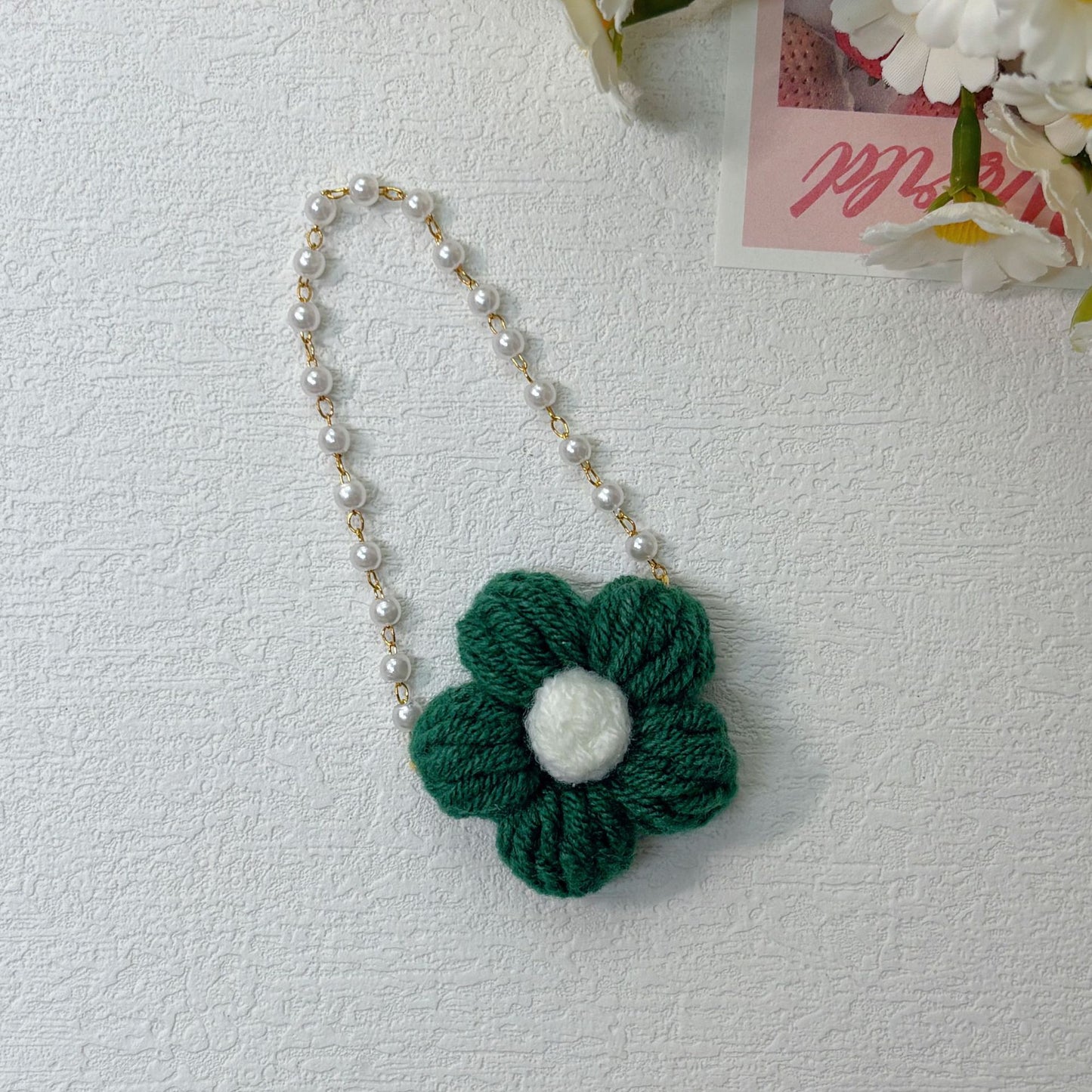 (only-clothes) New Handmade Crochet Bubble Mart Flower Crossbody Bag Labubu Doll Cute Plush Toy Accessories Clearance