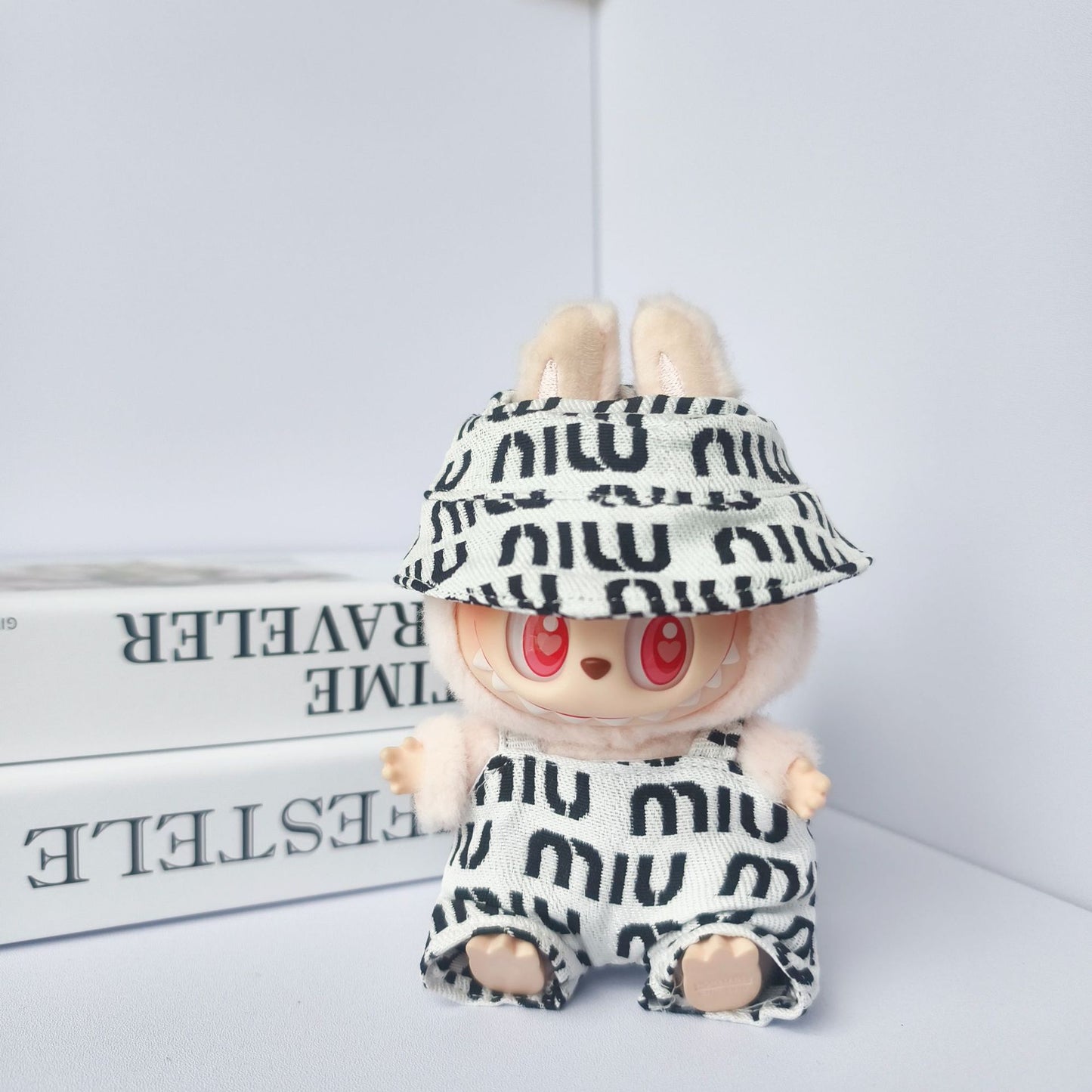 (Only-Clothes) Clothes Only] Pendant Automobiles Curtain Cloth Clothes Fashion Miu Letter Set First, Second and Third Generation Labubu for Trendy Cute
