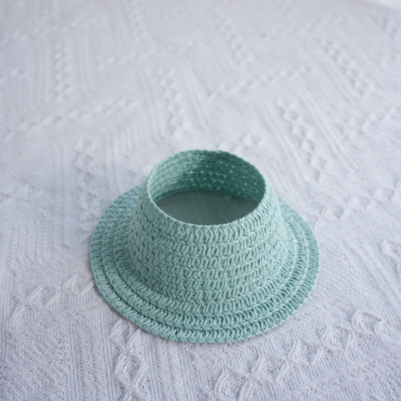 (only-clothes) Labubu Open Top Straw Hat Woven Hat Party Costume Accessories Pastoral Style Labubu Baby Clothes Decoration Accessories