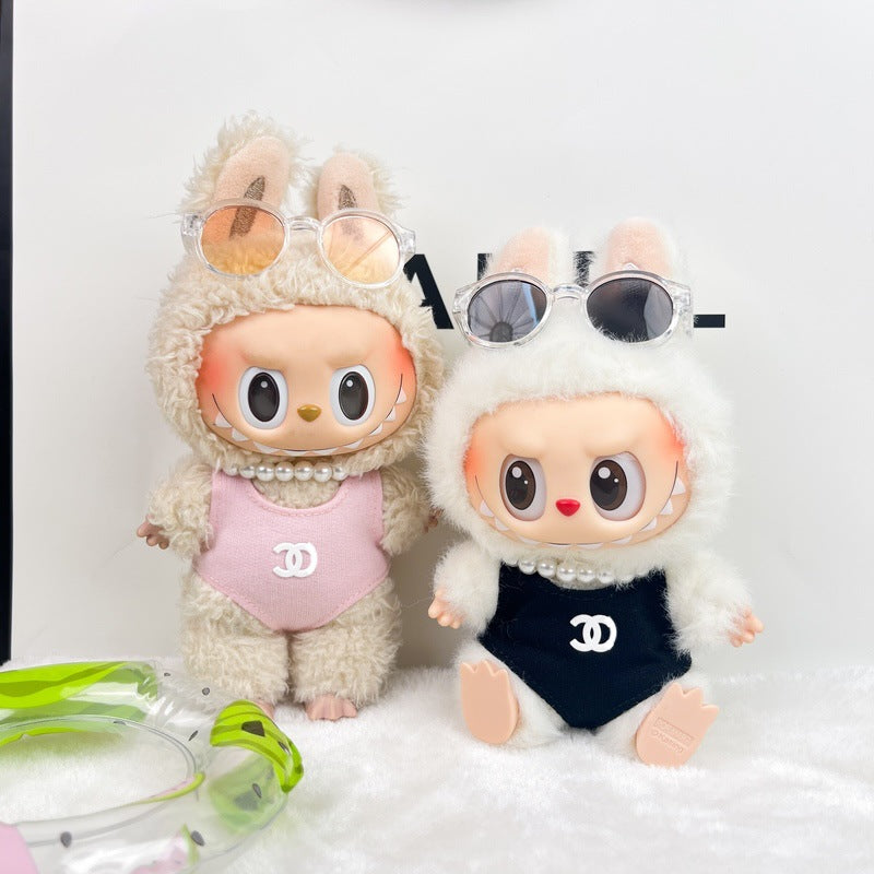 (only-clothes) Labubu Baby Clothes Accessories Little Chanel Style Swimsuit Set Vinyl Blind Box First Second Third Generation Labubu Clothes Replacement