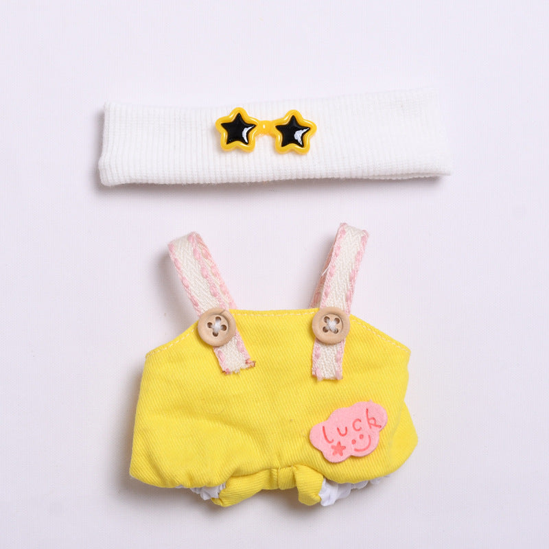 (only-clothes) First and Second Generation Labubu Pendant Luck Overalls Hat Set Labubu Dress-Up Doll Clothes