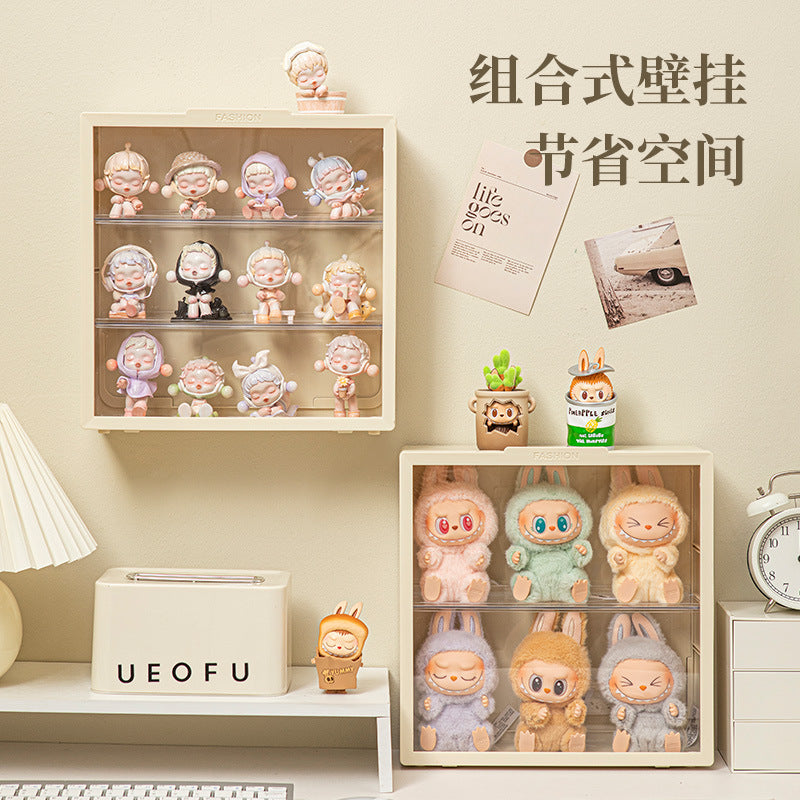 Labubu Display Box Wall-Mounted Labubu Vinyl Doll Storage Box Cotton Doll Plush Toy Transparent Doll Cabinet 