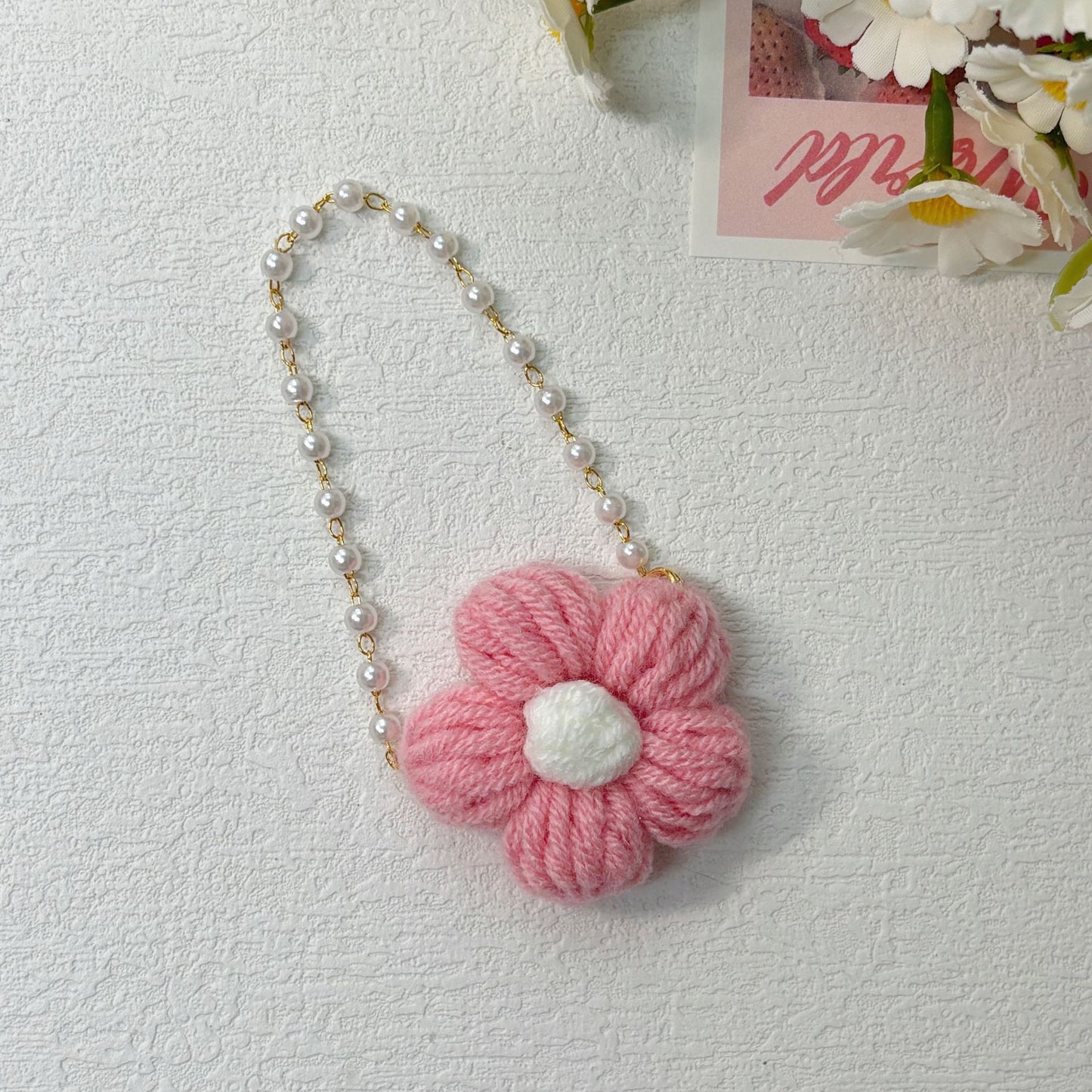 (only-clothes) New Handmade Crochet Bubble Mart Flower Crossbody Bag Labubu Doll Cute Plush Toy Accessories Clearance