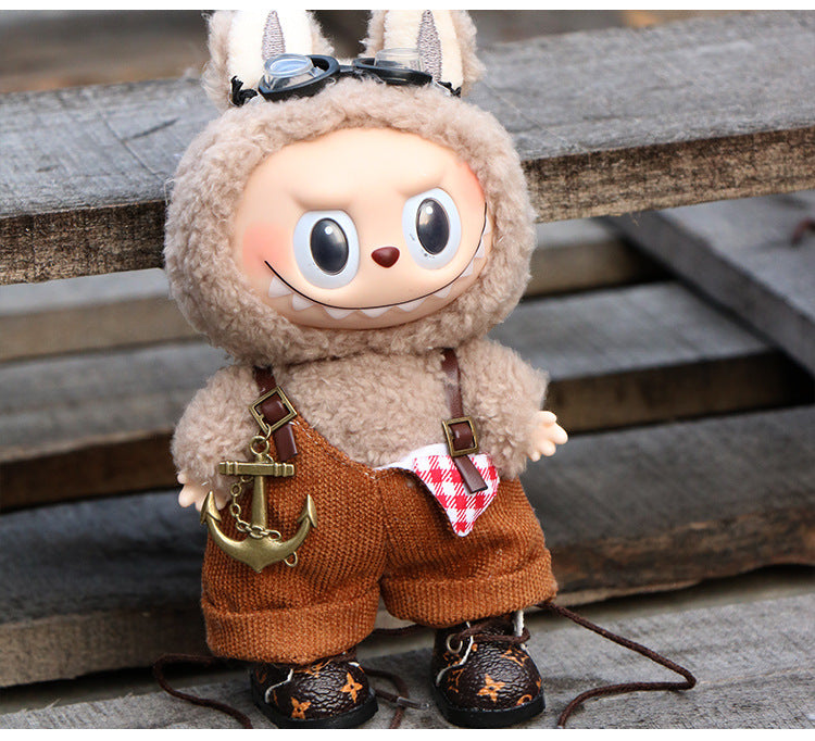 (only-clothes) Labubu Wearable Doll Clothes Replacement for 17cm Doll Cute Dress-Up Casual Outfit Overalls Clothes