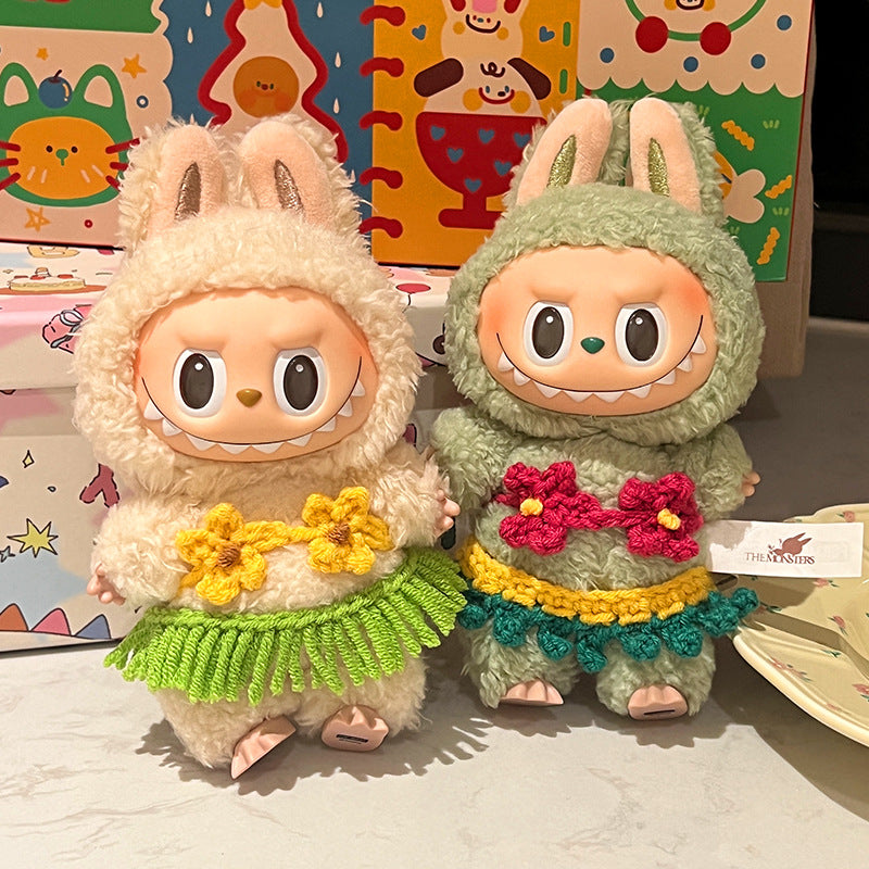 (Only-Clothes) Labubu Doll Clothes Grass Skirt Clothes Bikini Doll Super Cute Decoration Original Hair Band Cute Doll Accessories