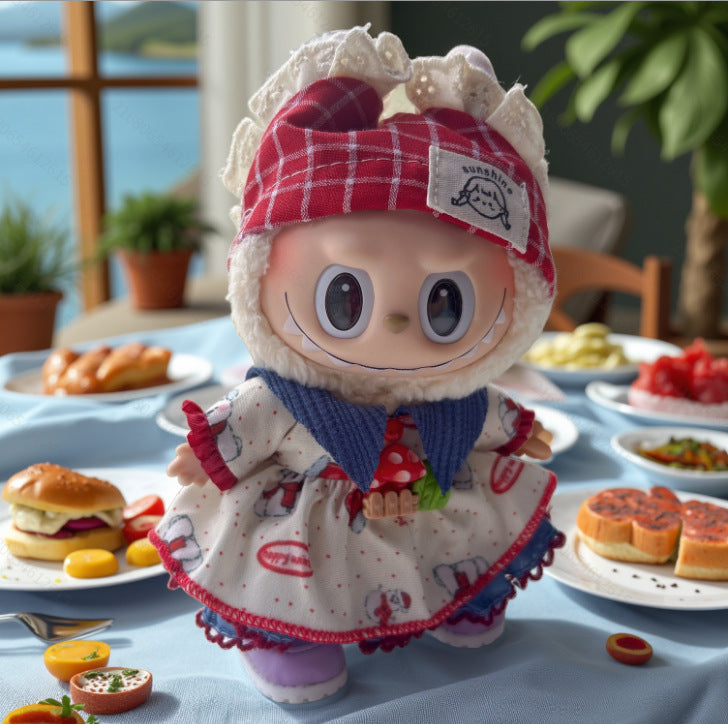 (Only-Clothes) 17cm Automobiles Curtain Cloth First Generation Second Generation Can Wear Doll Clothes for Clothes Labubu Pendant Doll Can Wear Doll Clothes Suit